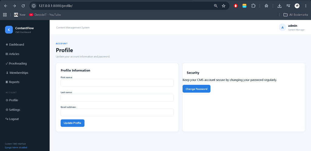 Content Management System in Python Django with Source Code