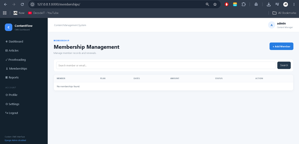 Content Management System in Python Django with Source Code