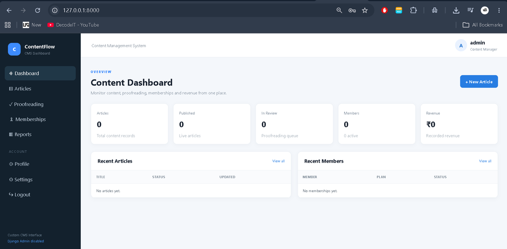 Content Management System in Python Django with Source Code
