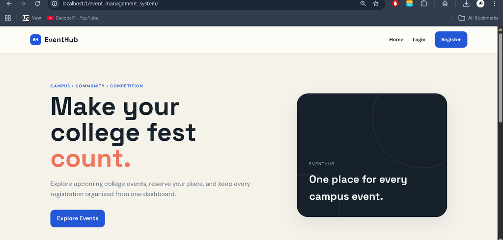 Event Management System in PHP and MySQL