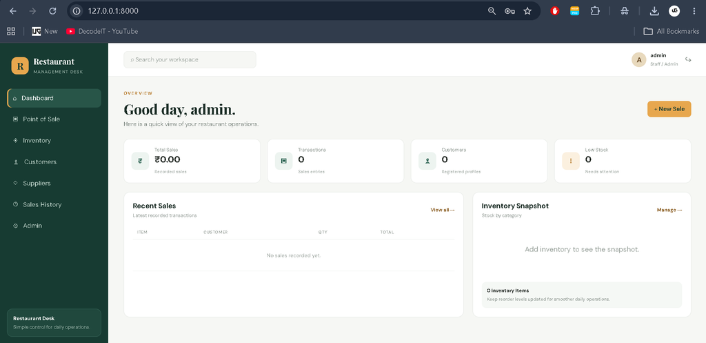 Restaurant Management System Using Python Django