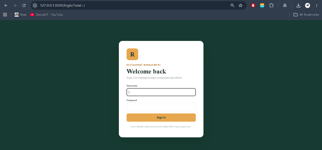 Restaurant Management System Using Python Django