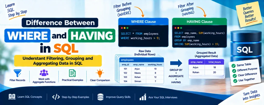 Difference Between WHERE and HAVING in SQL
