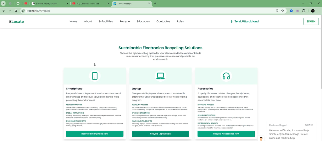 E-Waste Facility Locator Using React