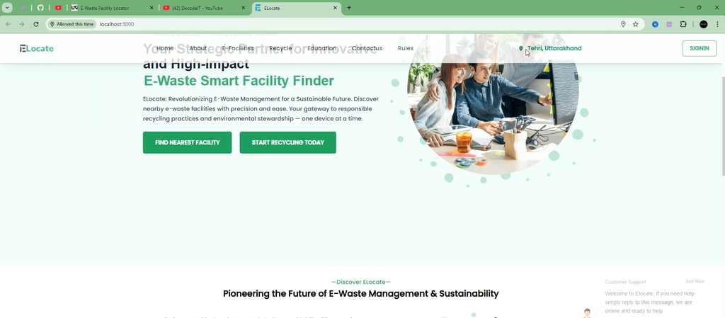 E-Waste Facility Locator Using React-Home Page