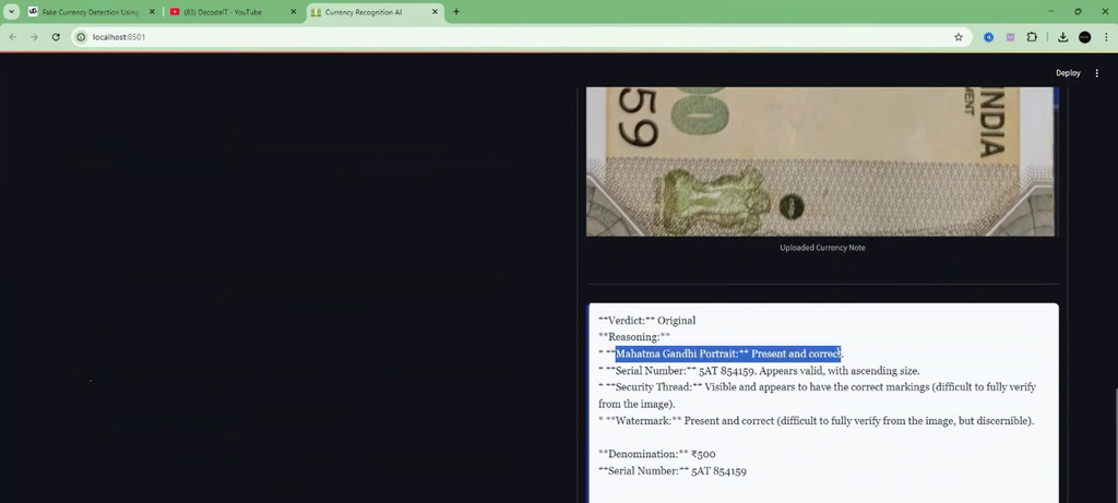 Fake Currency Detection Using AI and Python