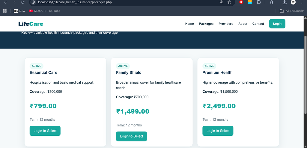 Health Insurance Management System Using PHP and MySQL