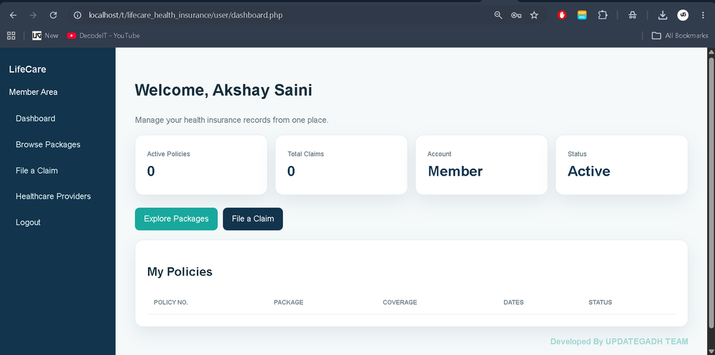 Health Insurance Management System Using PHP and MySQL