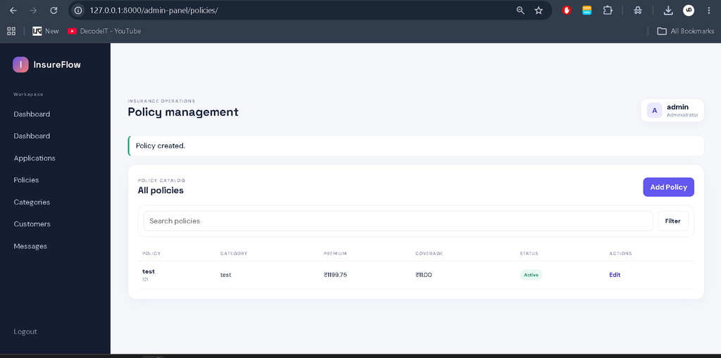 Insurance Management System Using Django