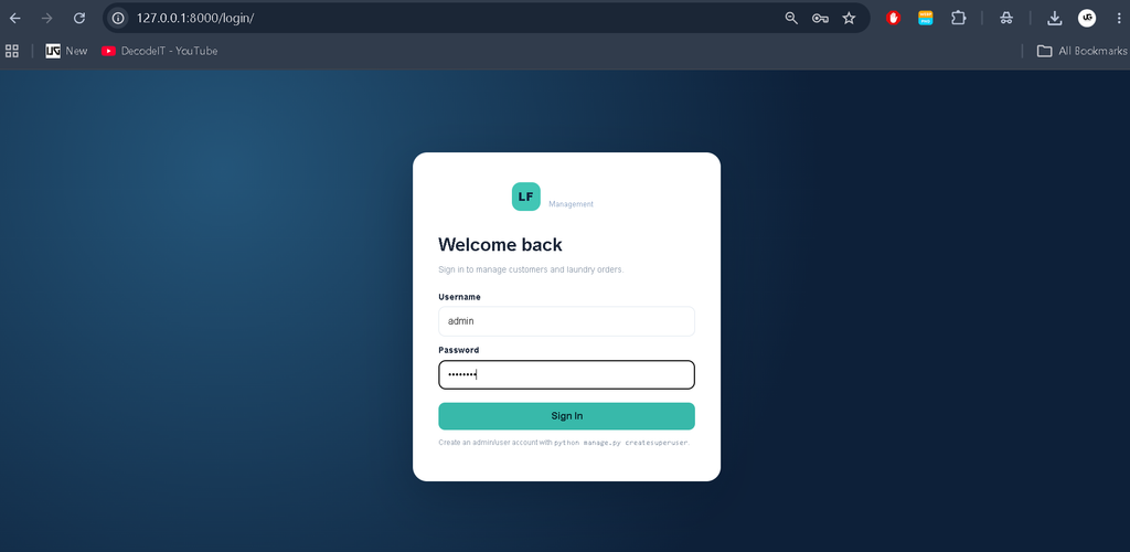 Laundry Management System Using Python Django