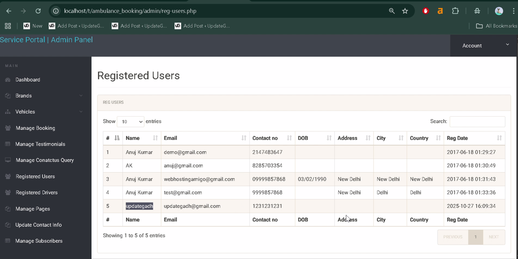 Online Ambulance Booking System Using PHP and MySQL-7