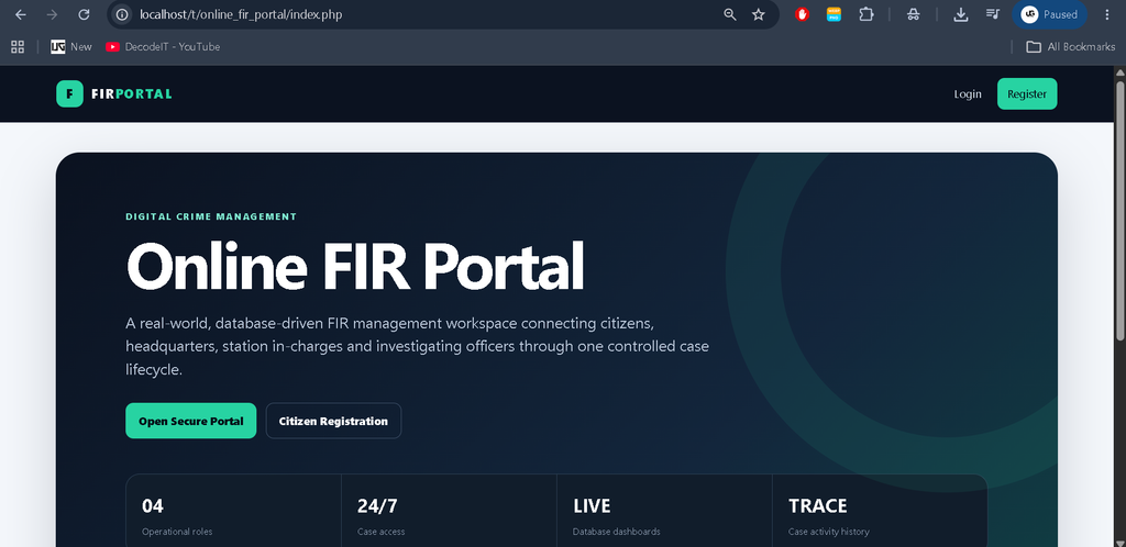 Online FIR Portal Using PHP and MySQL