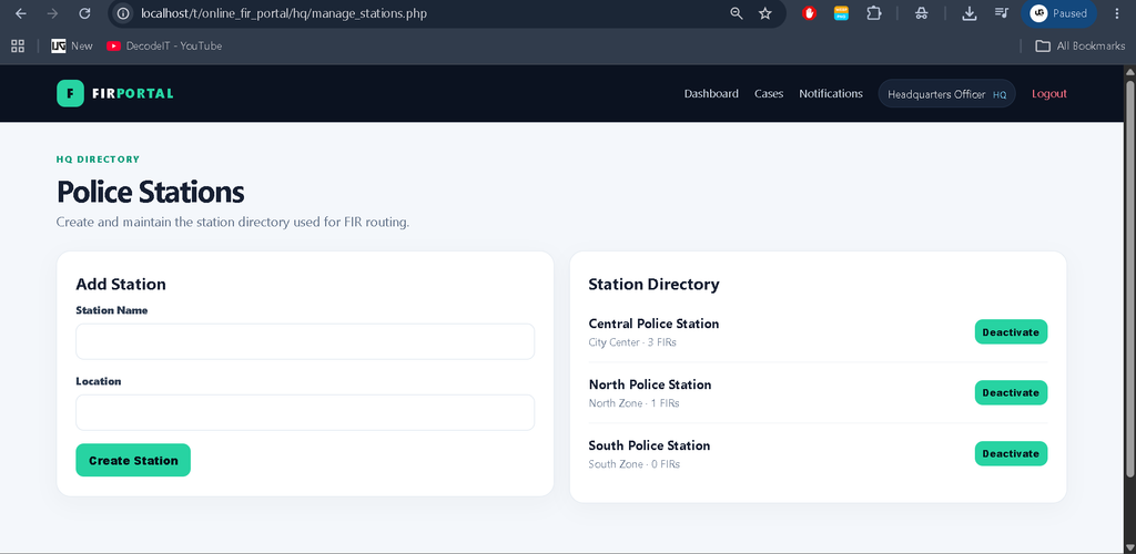 Online FIR Portal Using PHP and MySQL