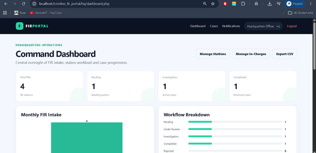 Online FIR Portal Using PHP and MySQL