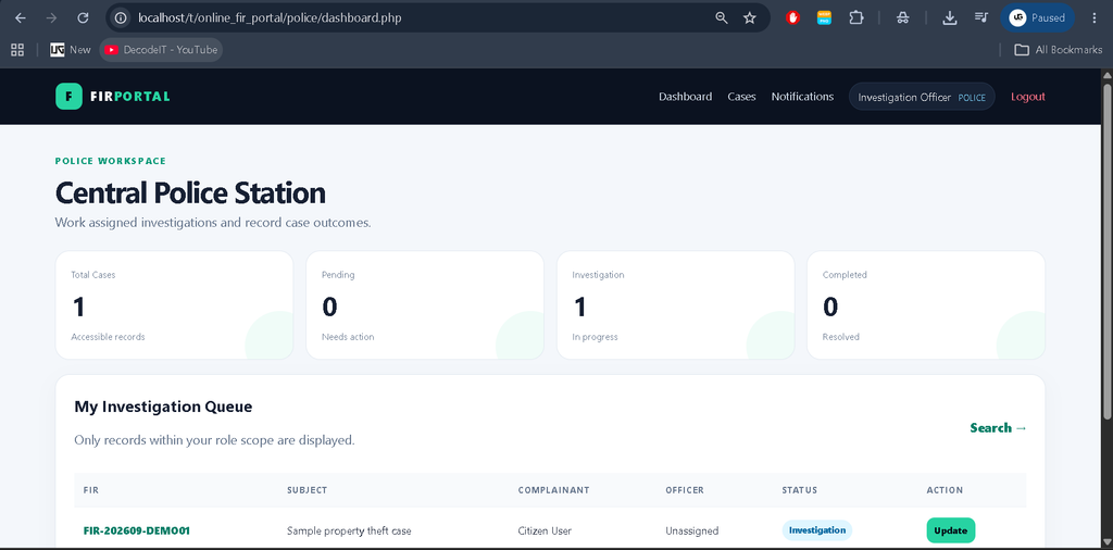 Online FIR Portal Using PHP and MySQL