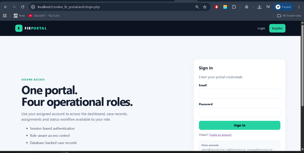 Online FIR Portal Using PHP and MySQL