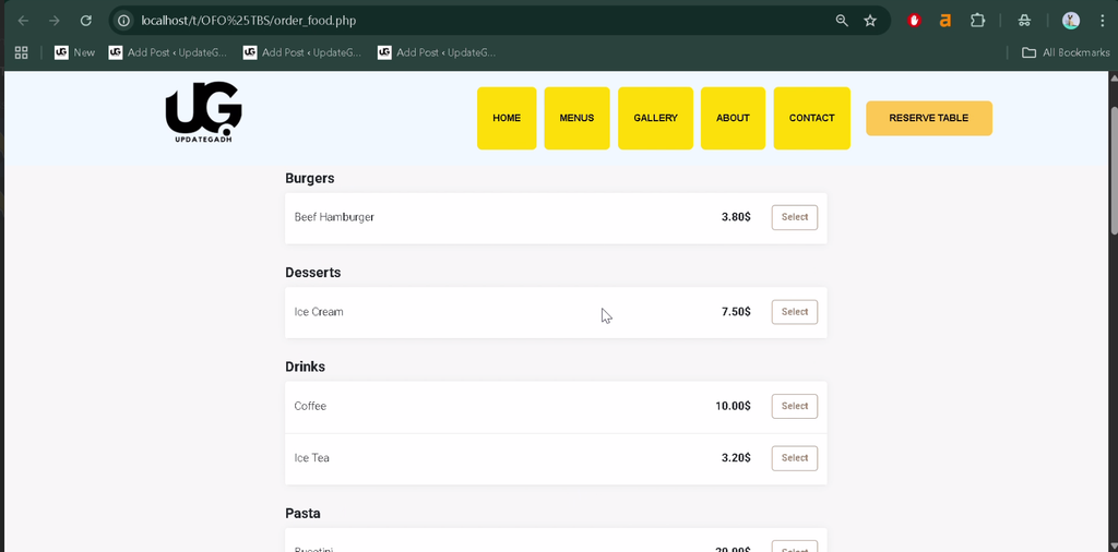 Online Food Ordering & Table Booking Website in PHP MySQL-2