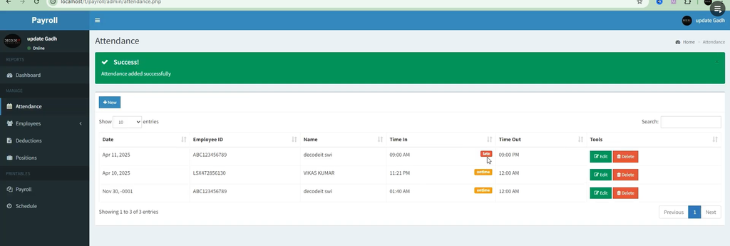 Online Payroll Management System in PHP