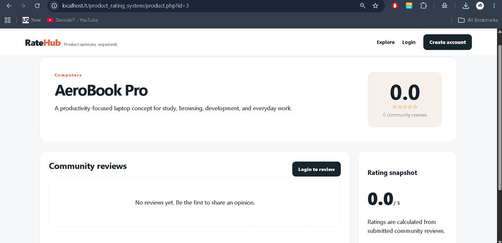Online Product Rating System in PHP and MySQL