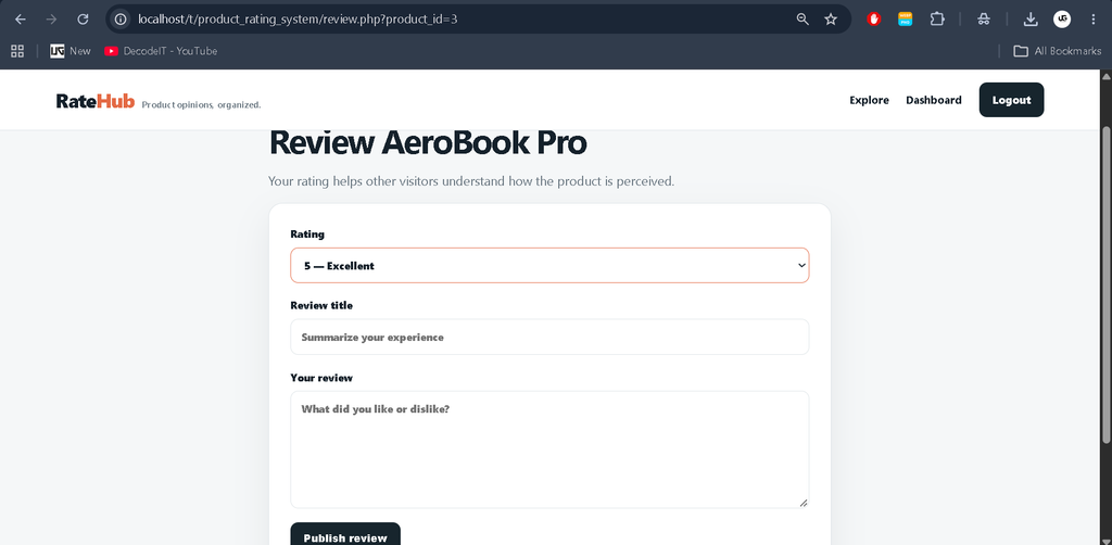 Online Product Rating System in PHP and MySQL