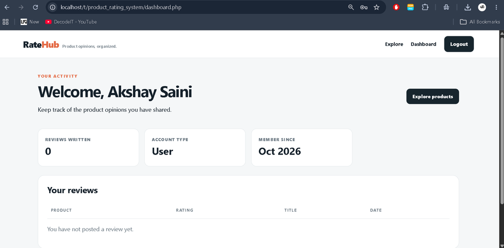 Online Product Rating System in PHP and MySQL