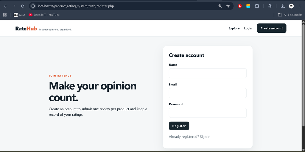 Online Product Rating System in PHP and MySQL