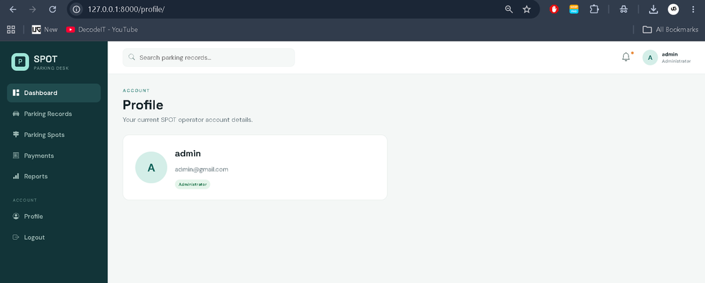 Parking Management System Using Python and Django