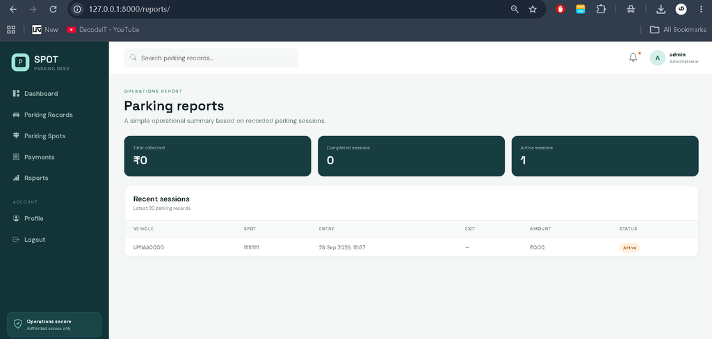 Parking Management System Using Python and Django
