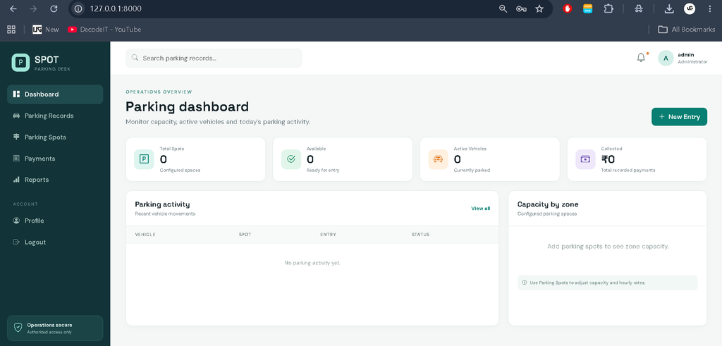 Parking Management System Using Python and Django