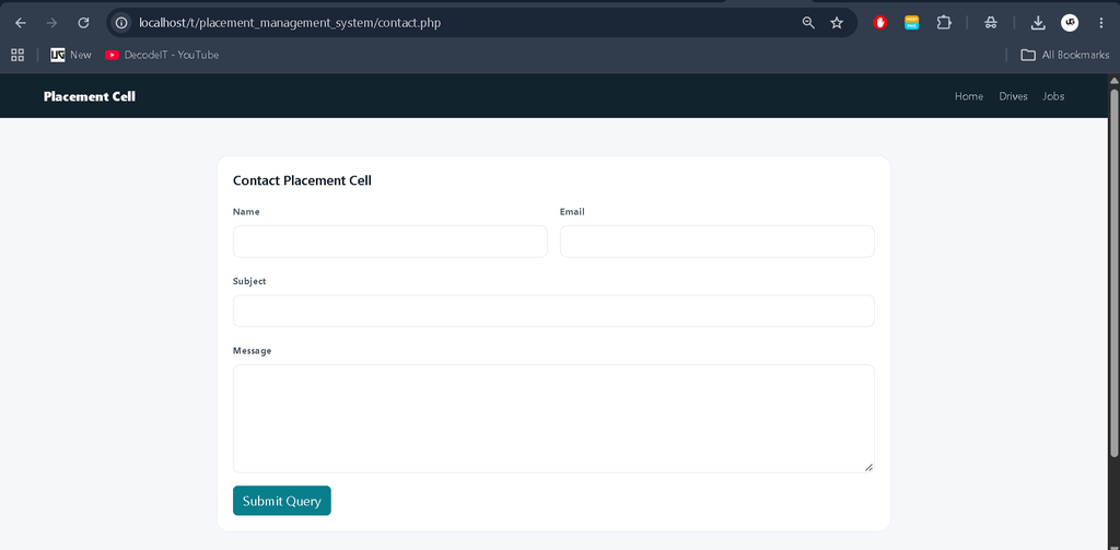 Placement Management System in PHP and MySQL