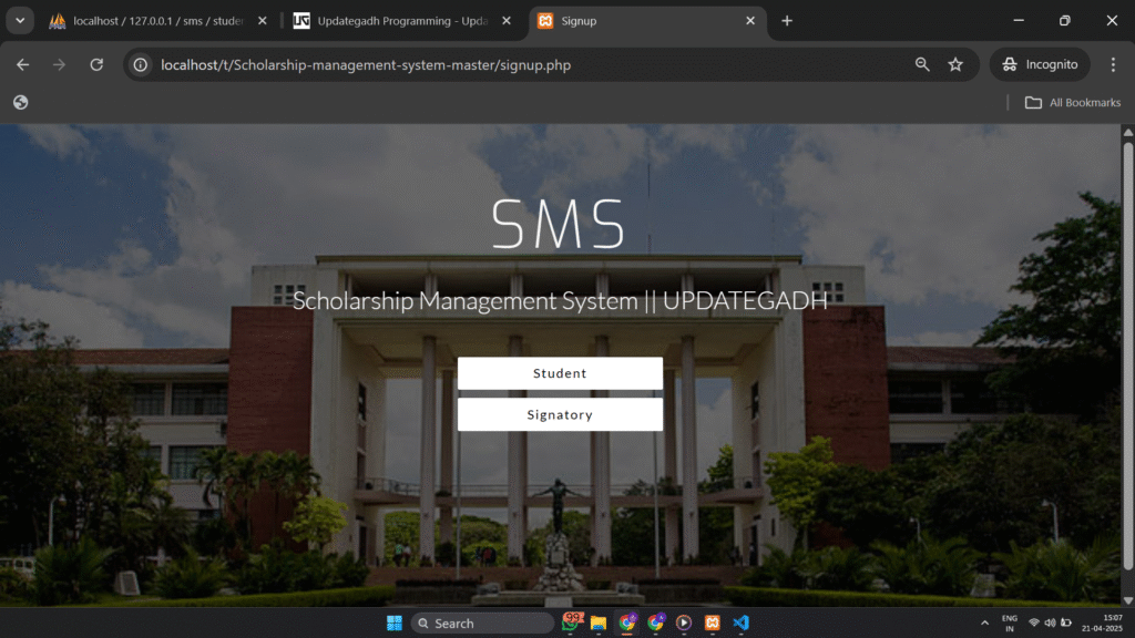 Screenshot-2025-04-21-150726-1024x576 🎓 Best Scholarship Management System using PHP and MySQL | Project by UPDATEGADH
