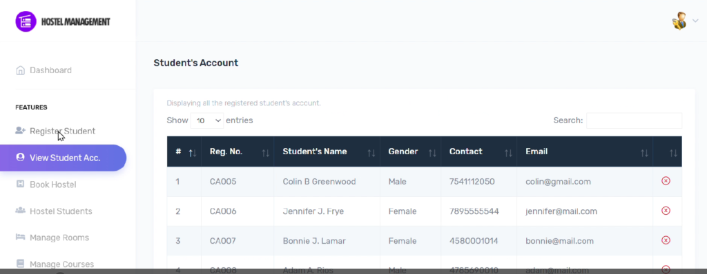 Online Hostel Management System Project in PHP with Source Code