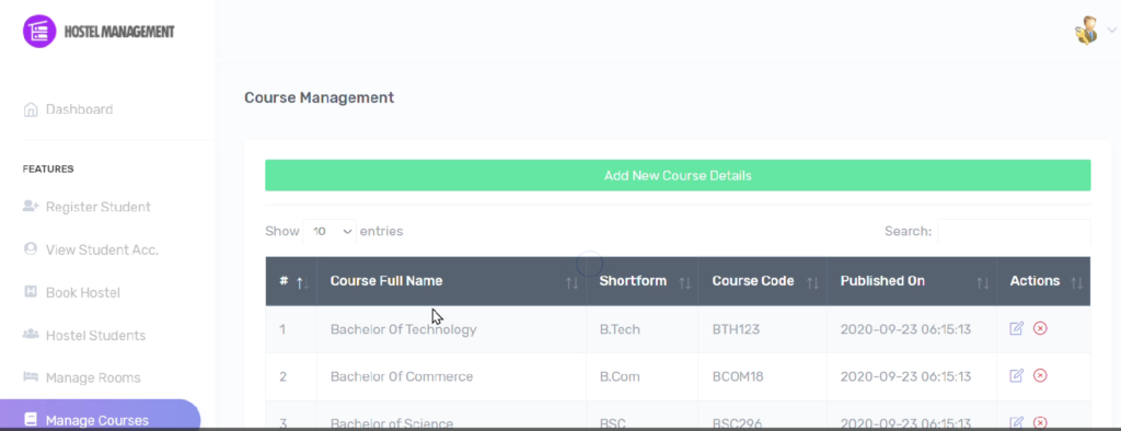 Online Hostel Management System Project in PHP with Source Code