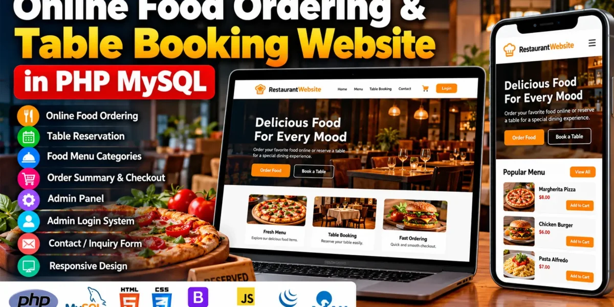 Online Food Ordering & Table Booking Website in PHP MySQL