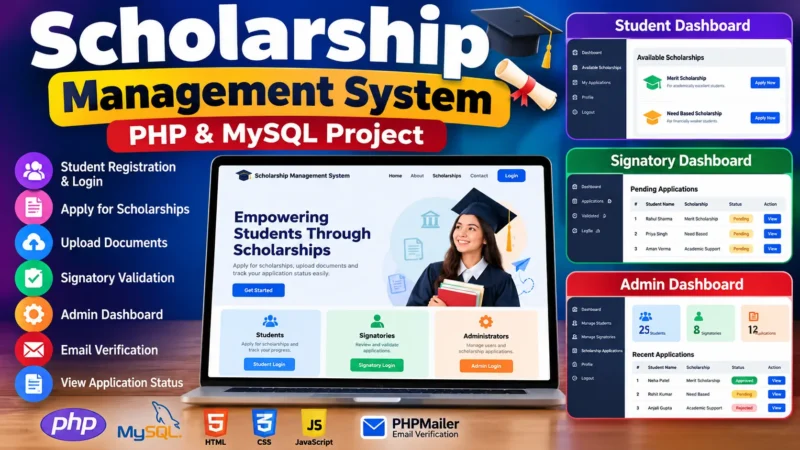 Scholarship Management System using PHP and MySQL