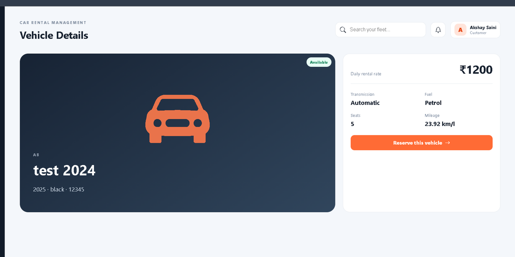Car Rental System Using Python and Django
