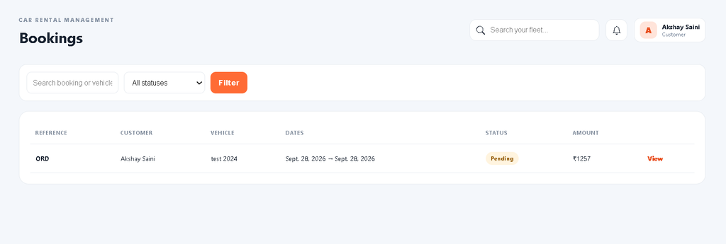 Car Rental System Using Python and Django
