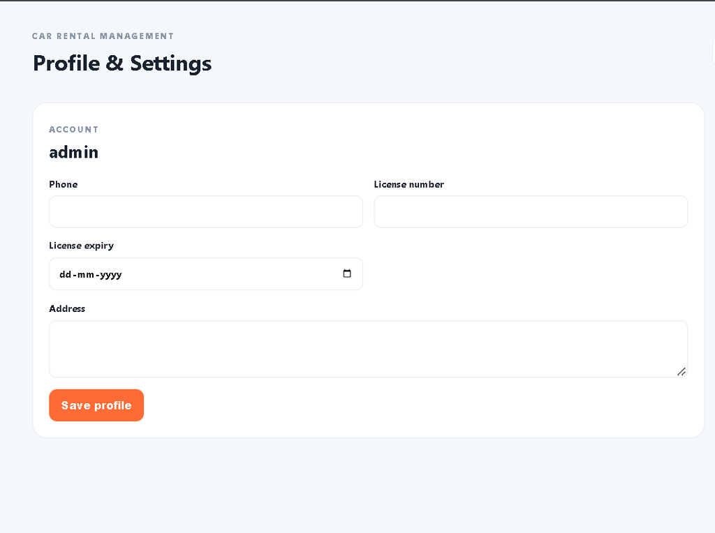 Car Rental System Using Python and Django