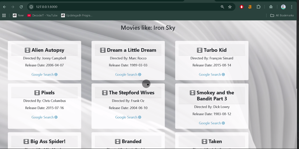  Movie Recommendation System Using Django and Machine Learning