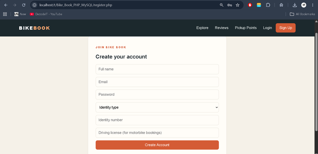Online Bike Rental Booking Platform Using PHP and MySQL