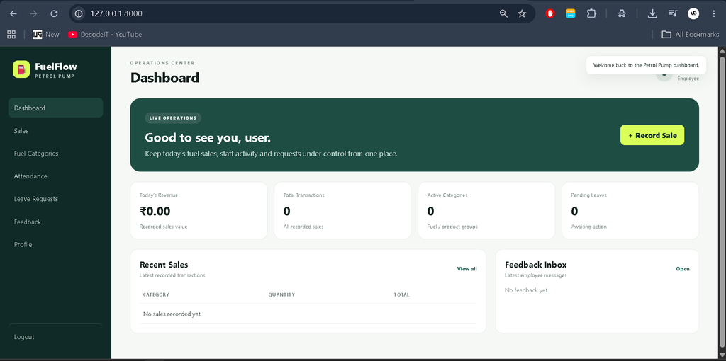 Petrol Pump Management System Using Python Django
