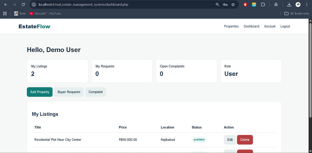Real Estate Management System in PHP with Source Code
