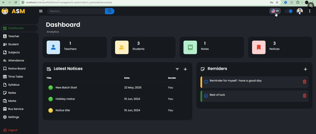 School Management System Using PHP