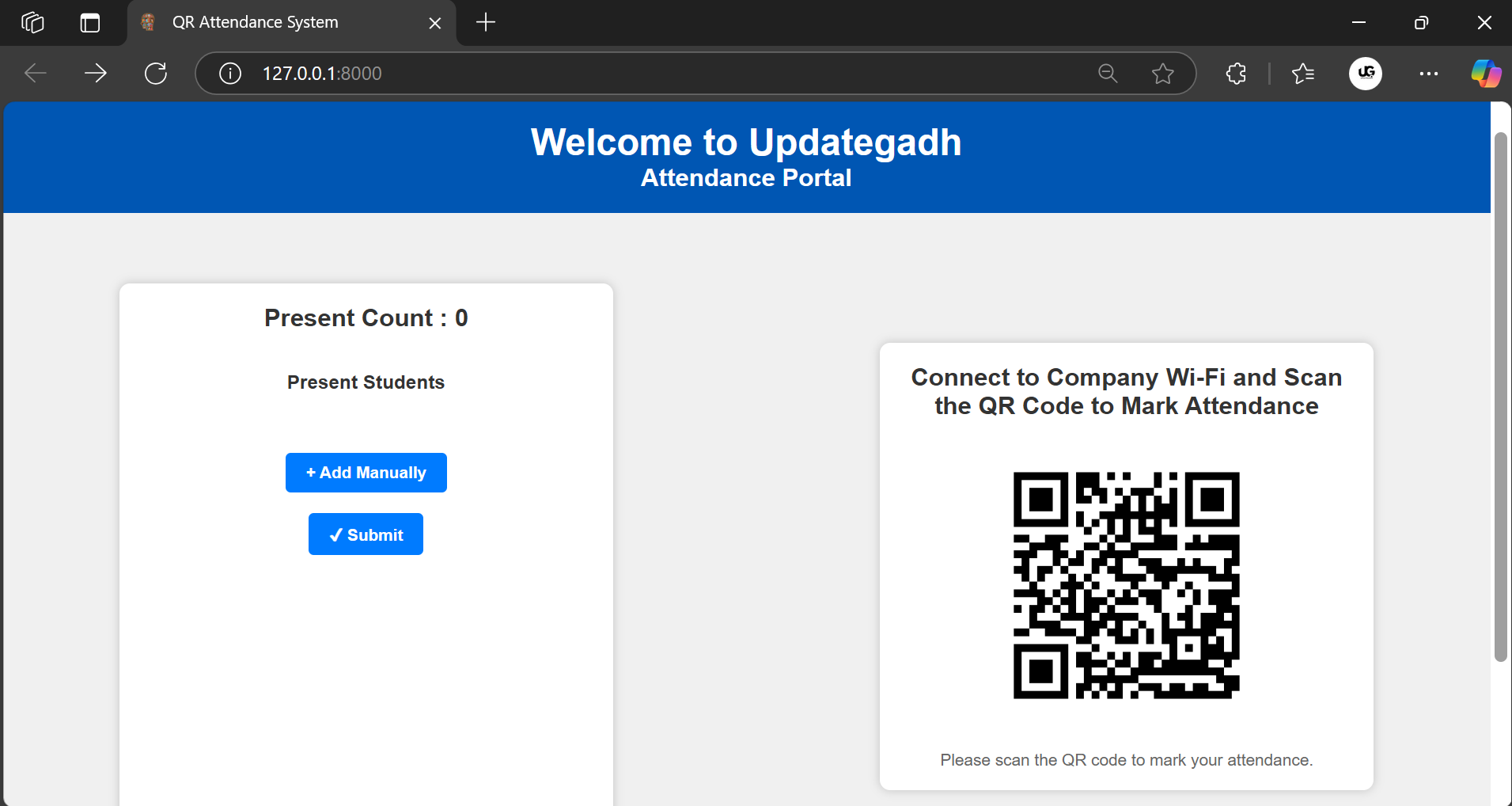 QR Code Attendance System Using Django – Free Project by UPDATEGADH