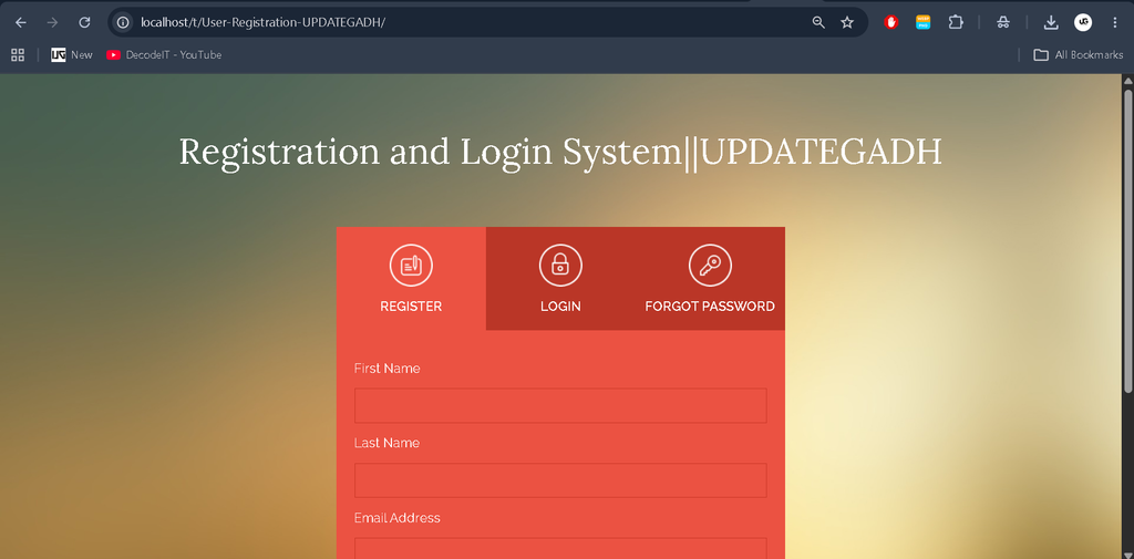 User Registration and Login System