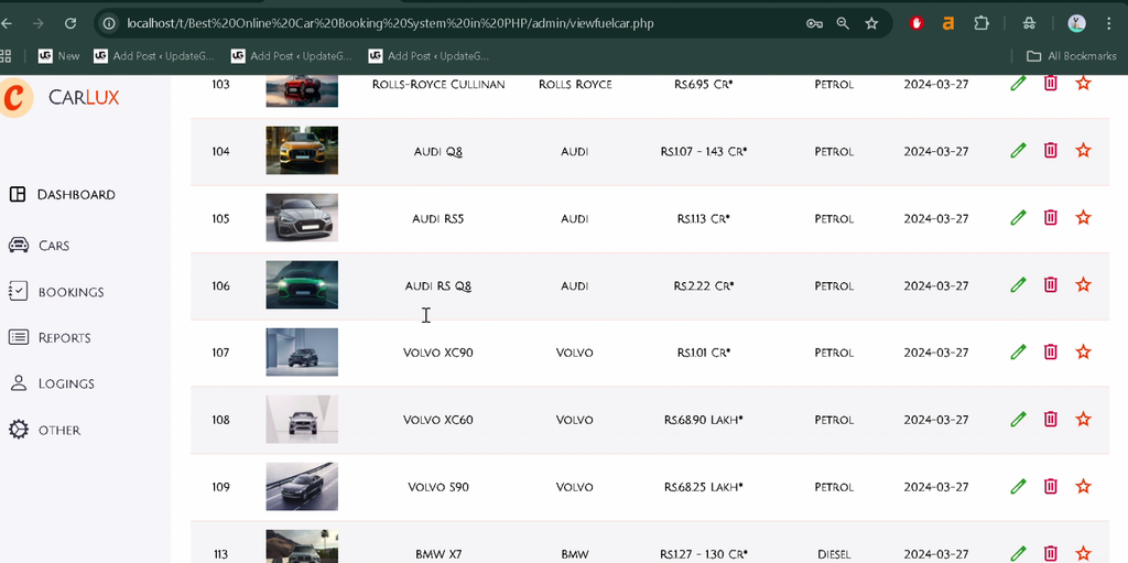 Online Car Booking System in PHP and MySQL-7