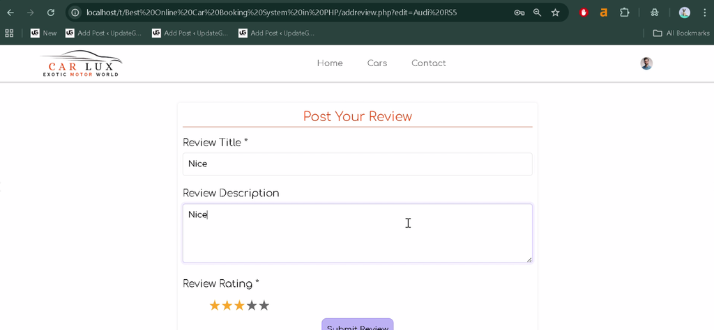 Online Car Booking System in PHP and MySQL-5