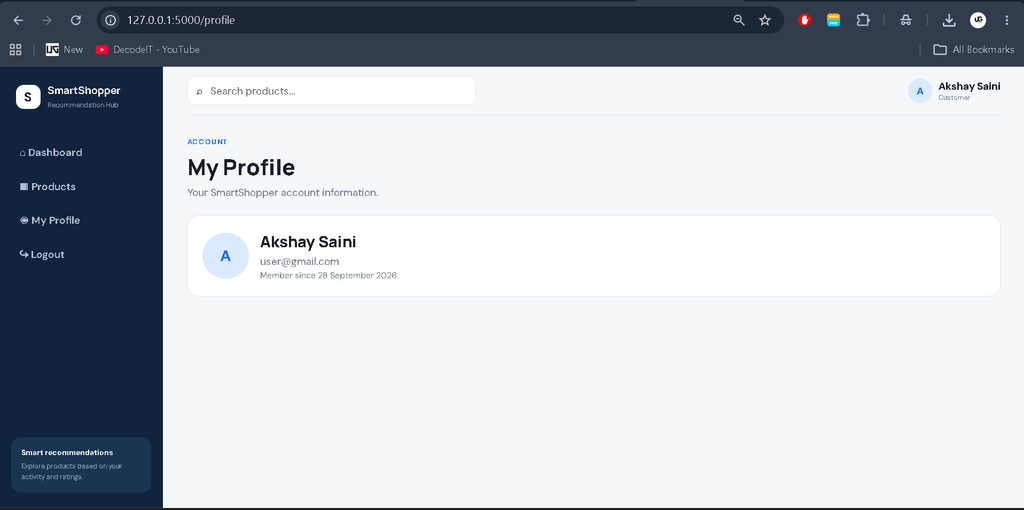 Product Recommendation System Using Python Flask