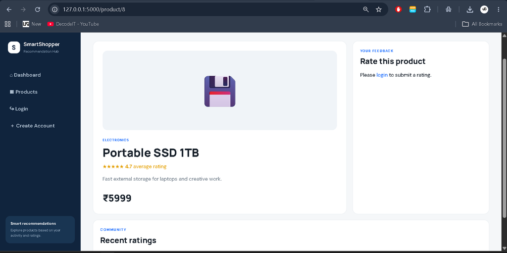 Product Recommendation System Using Python Flask