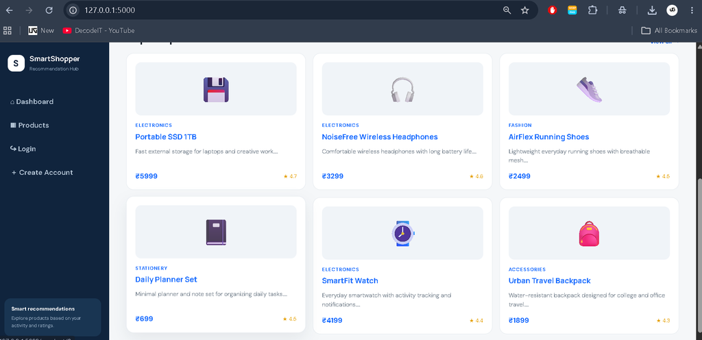 Product Recommendation System Using Python Flask